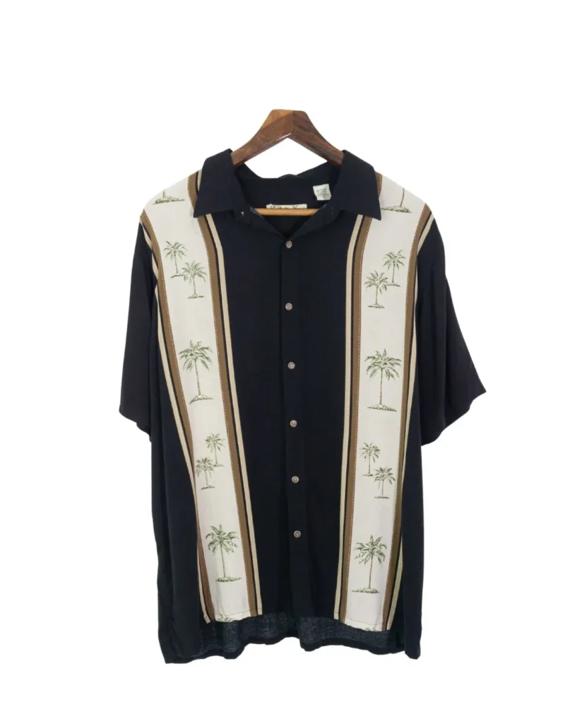 Camisa rayón vintage 00s negro/beige XL