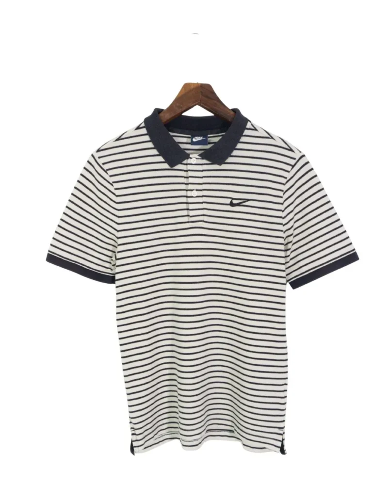 Polo Nike de rayas negro/blanco M
