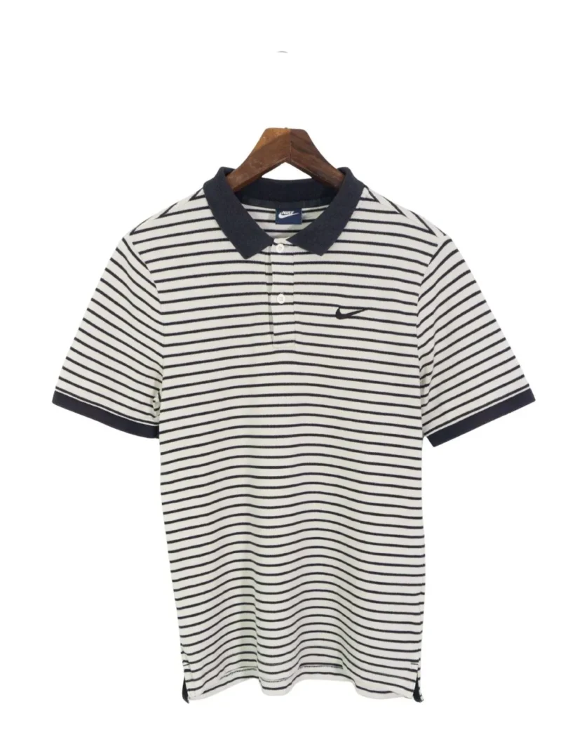 Polo Nike de rayas negro/blanco M