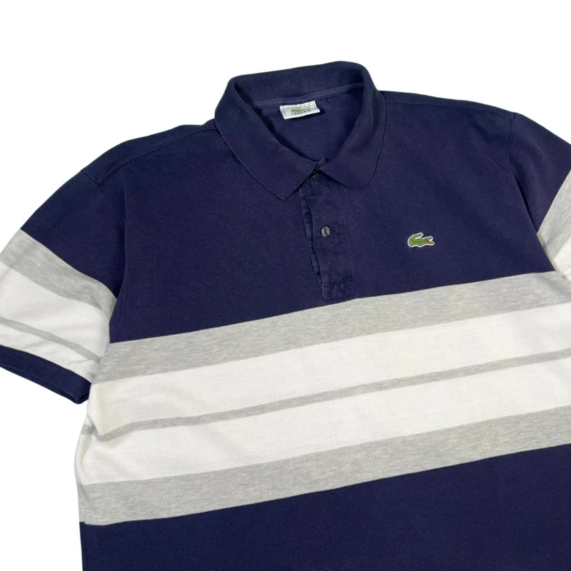 Polo Lacoste vintage 00s azul marino/blanco M - Imagen 2