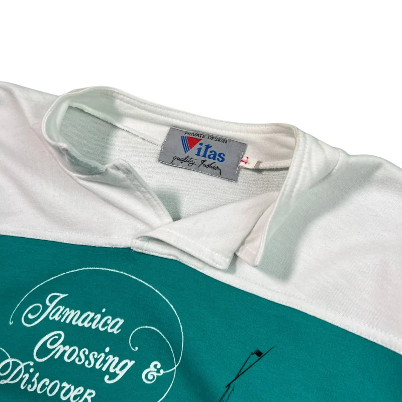 Sudadera vintage 90s verde/blanco L - Imagen 2