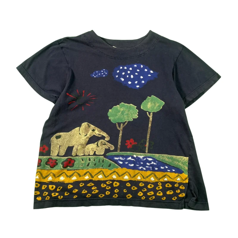 Camiseta print vintage 00s azul marino S
