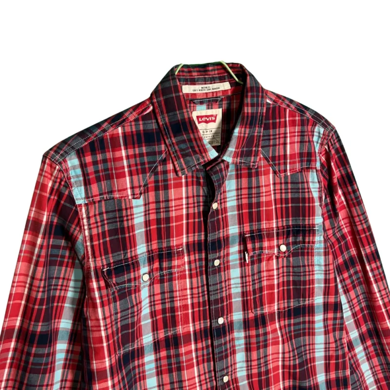 Camisa de cuadros Levis roja S - Imagen 2 - Lacaie Vintage