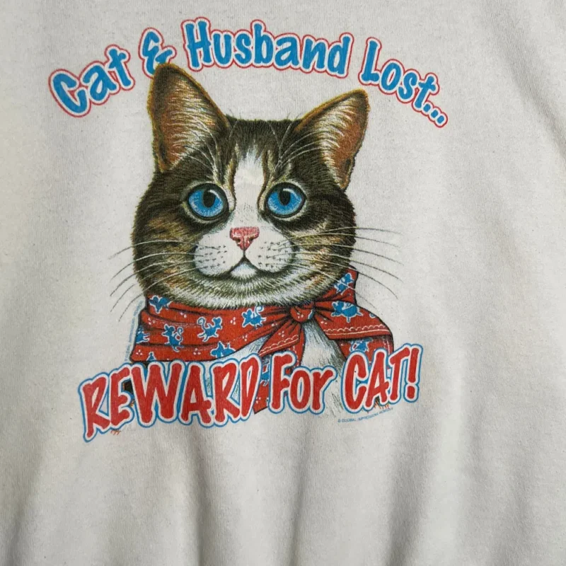 Sudadera Delta Cat print vintage 90s blanca XXL - Imagen 2