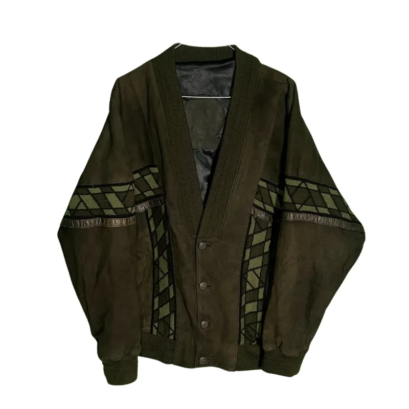 Cardigan de piel vintage 90s marrón L