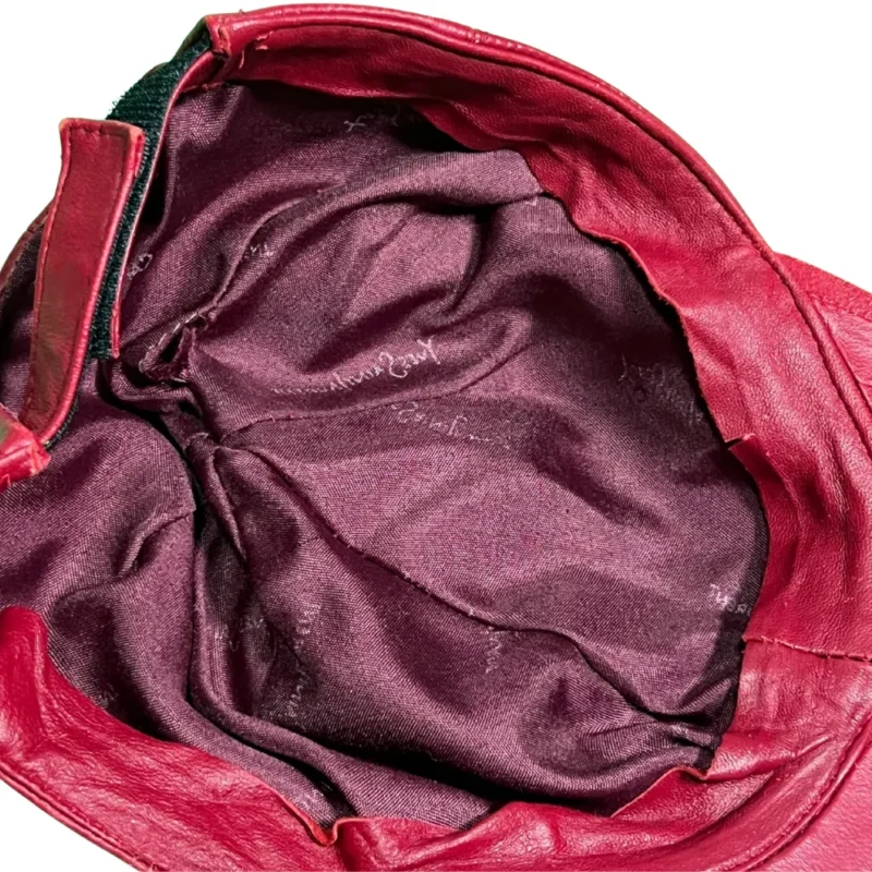 Gorra de piel Yves Saint Laurent rework burdeos - Imagen 3