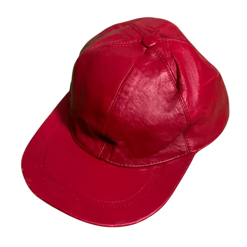 Gorra de piel Yves Saint Laurent rework burdeos
