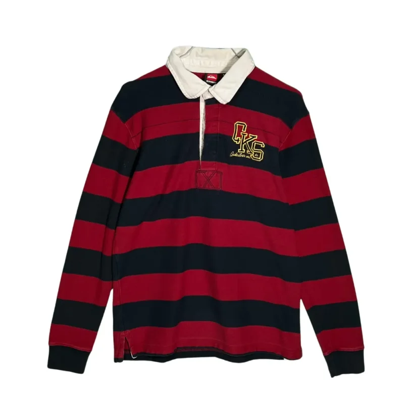 Polo manga larga de rayas Quiksilver vintage 00s rojo/azul marino M