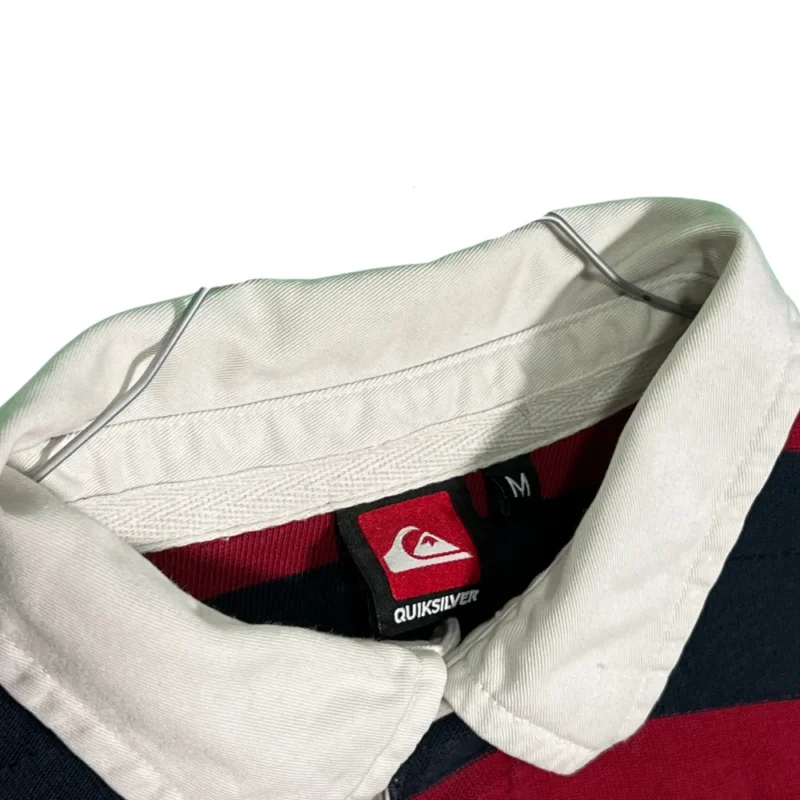 Polo manga larga de rayas Quiksilver vintage 00s rojo/azul marino M - Imagen 3