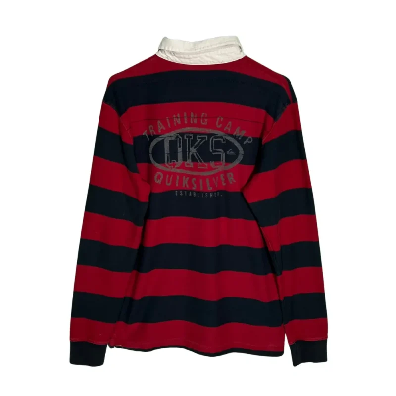 Polo manga larga de rayas Quiksilver vintage 00s rojo/azul marino M - Imagen 4