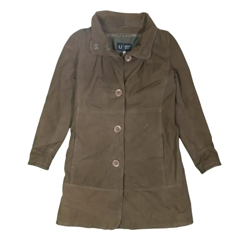 Chaqueta Larga Armani vintage 90s marrón 44 - Lacaie Vintage