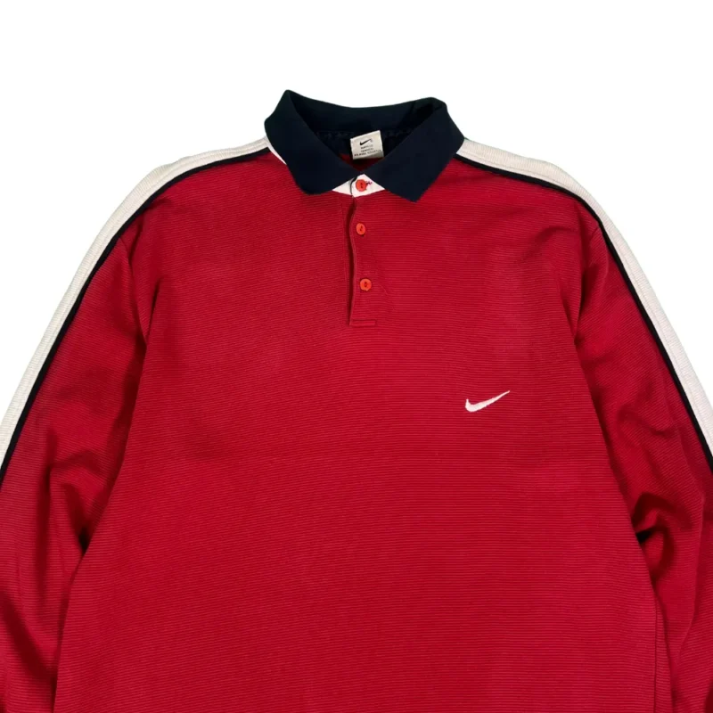 Jersey con botones Nike vintage 90s rojo/blanco XL - Imagen 2 - Lacaie Vintage