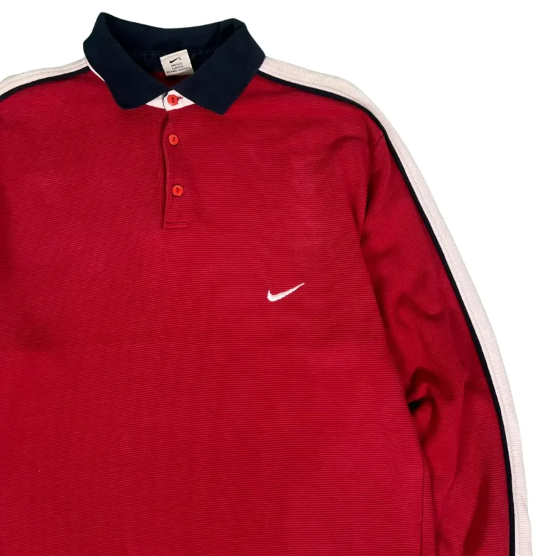 Jersey con botones Nike vintage 90s rojo/blanco XL - Imagen 4 - Lacaie Vintage