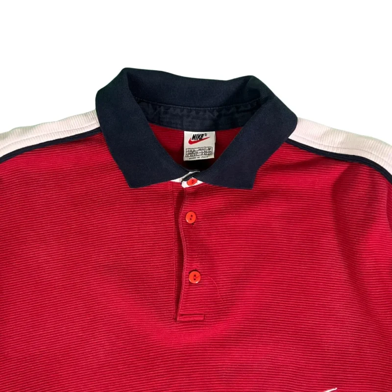 Jersey con botones Nike vintage 90s rojo/blanco XL - Imagen 6 - Lacaie Vintage