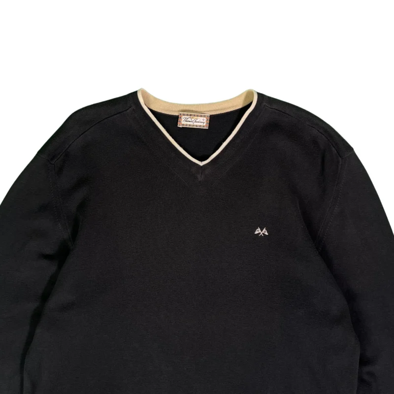 Jersey cuello de pico Thomas Burberry vintage 00s gris L - Imagen 3 - Lacaie Vintage