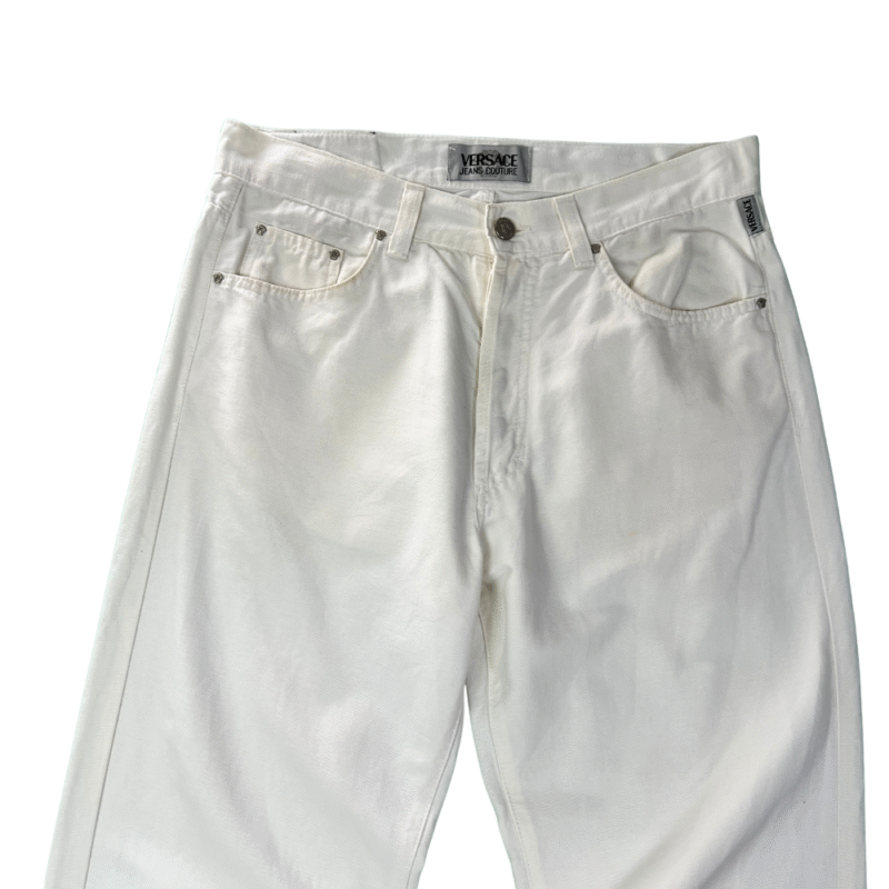 Pantalón Versace vintage 90s blanco W34 - Imagen 4 - Lacaie Vintage