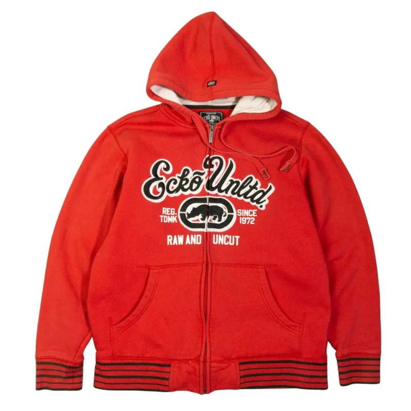 Sudadera con cremallera Ecko Y2K roja M - Lacaie Vintage