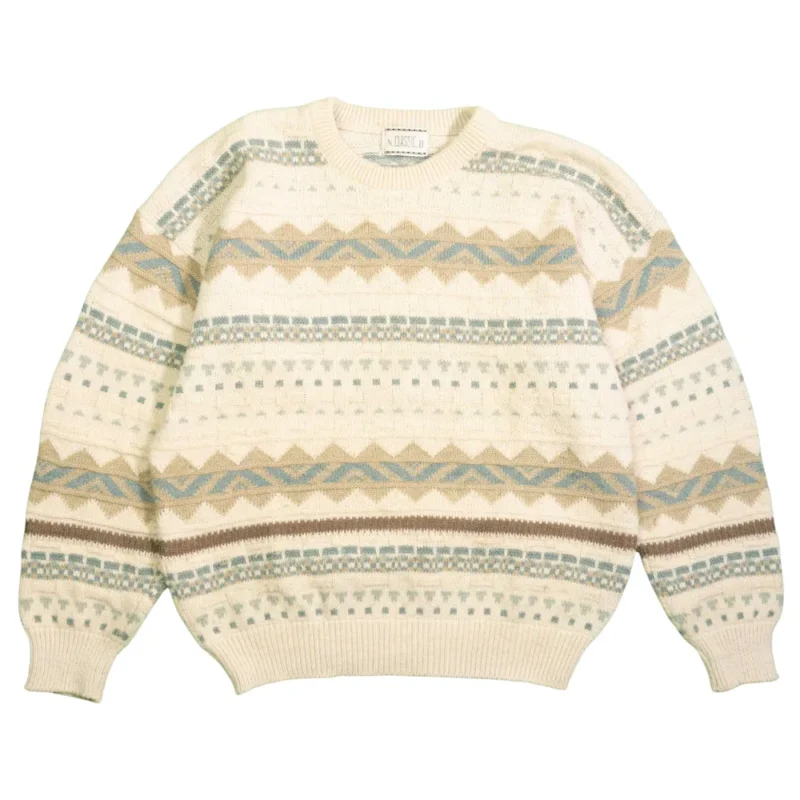 Jersey vintage 90s étnico beige L - Lacaie Vintage