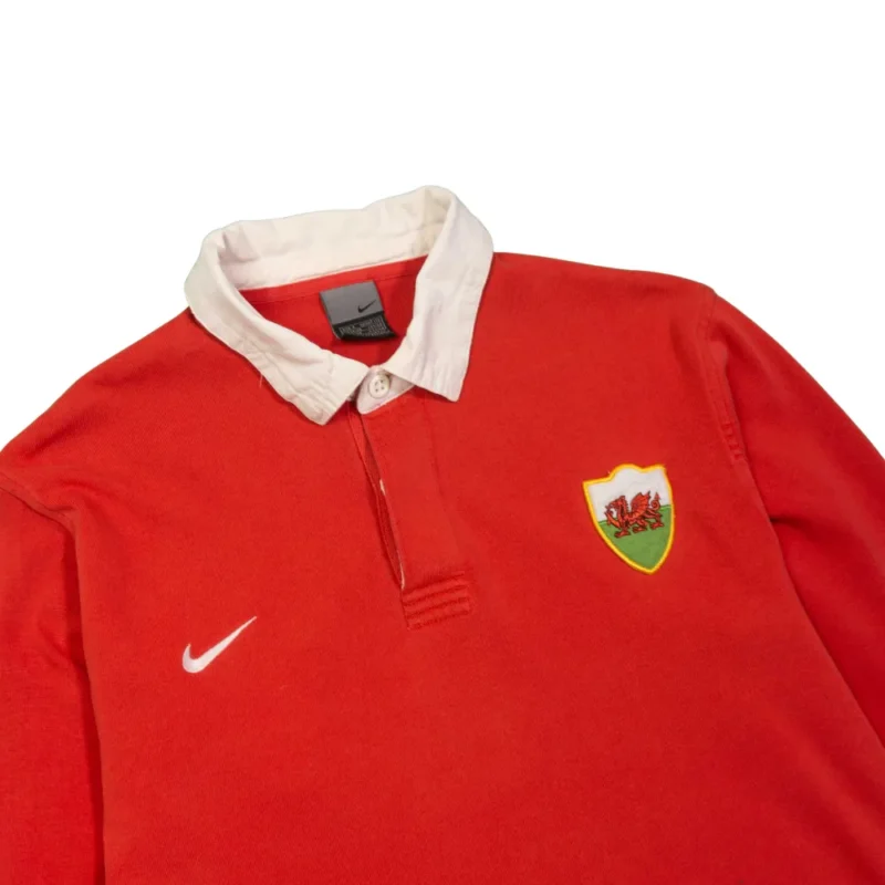 Polo manga larga rugby Nike rojo S - Imagen 2 - Lacaie Vintage