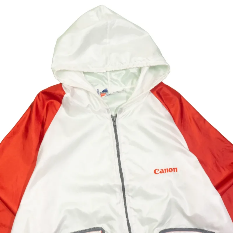 Cortavientos/bolso Canon vintage 90s rojo/blanco XL - Imagen 2 - Lacaie Vintage