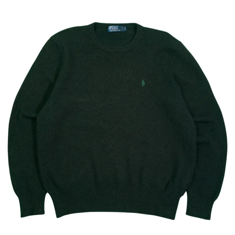 Jersey de lana Ralph Lauren vintage 00s verde oscuro M - Lacaie Vintage