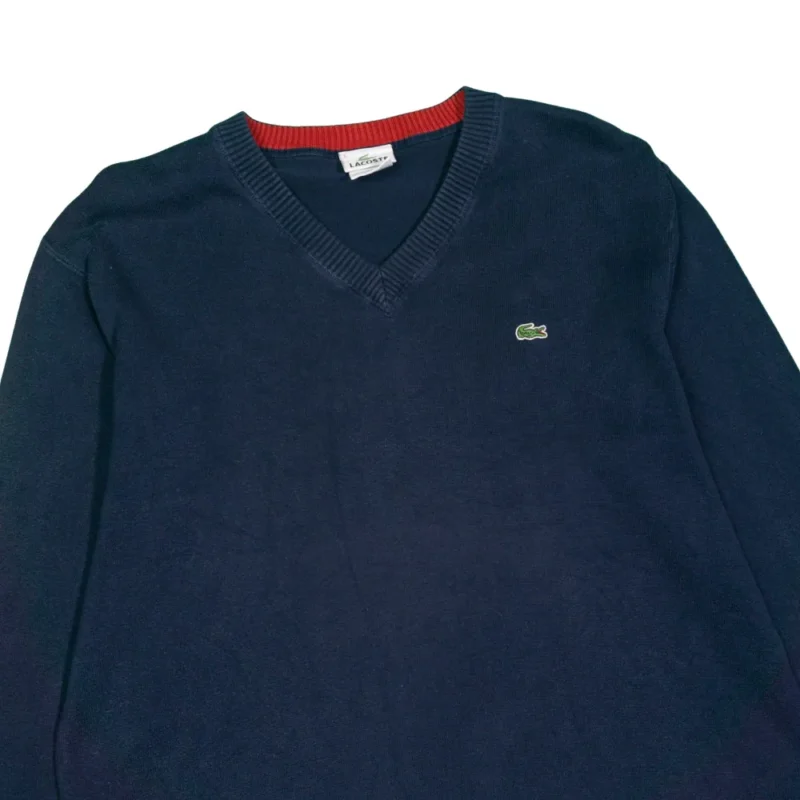 Jersey cuello de pico Lacoste vintage 00s azul marino M - Imagen 2 - Lacaie Vintage