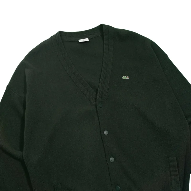 Cárdigan Lacoste vintage 90s verde oscuro XL - Imagen 2 - Lacaie Vintage