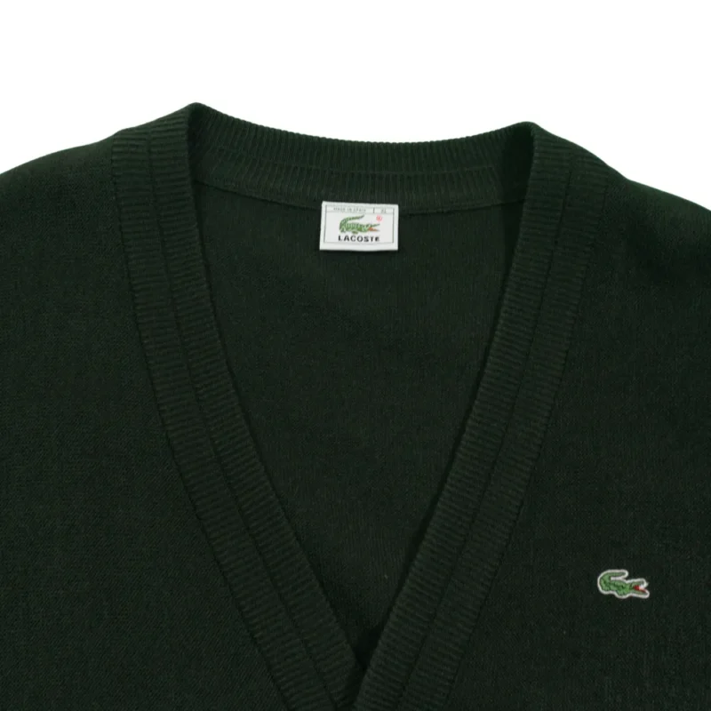 Cárdigan Lacoste vintage 90s verde oscuro XL - Imagen 3 - Lacaie Vintage