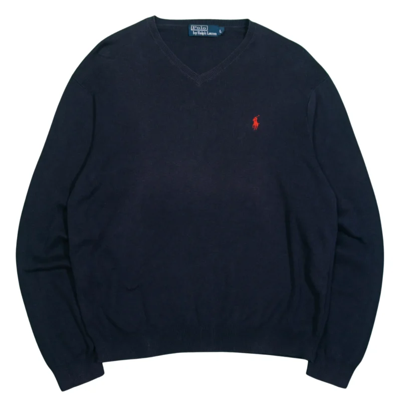 Jersey cuello de pico Ralph Lauren vintage 00s azul marino M