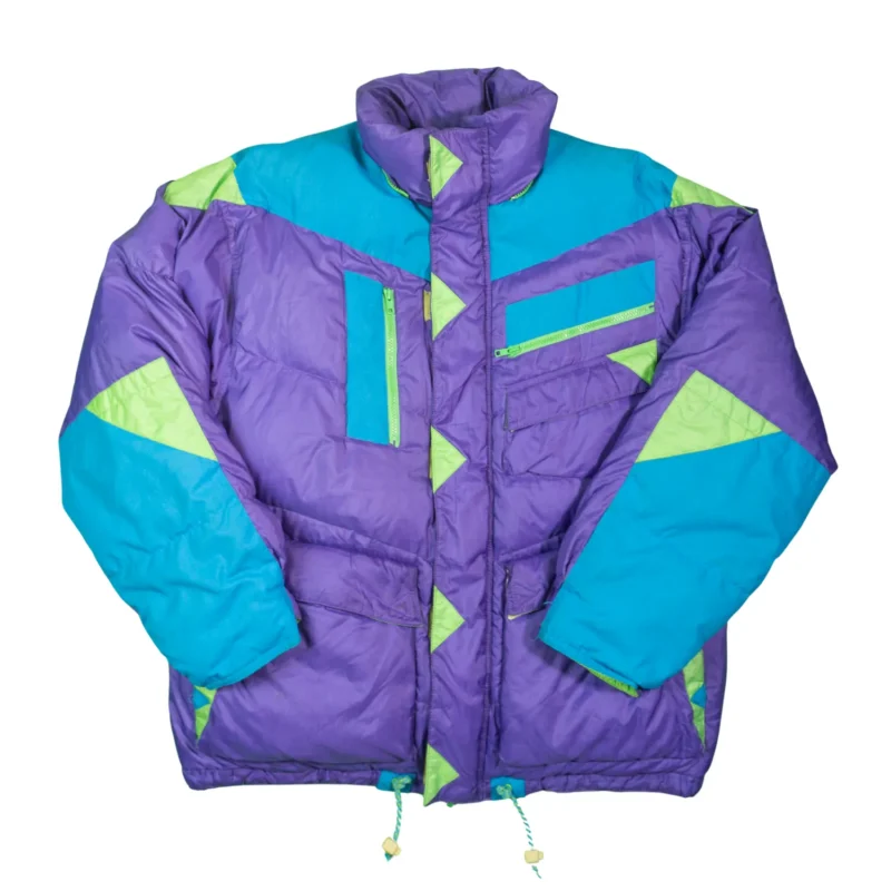 Abrigo de plumas Etirel vintage 90s verde/azul M (oversize) - Lacaie Vintage