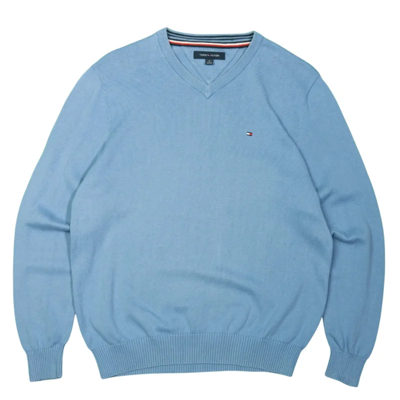Jersey cuello de pico Tommy Hilfiger azul M - Lacaie Vintage