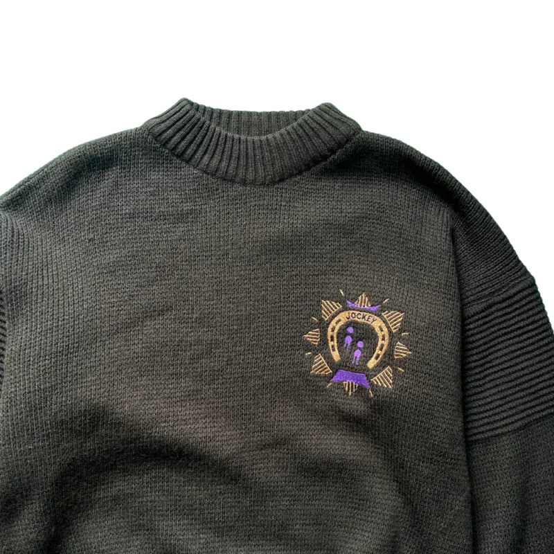 Jersey bordado vintage 90s marrón S - Imagen 2 - Lacaie Vintage