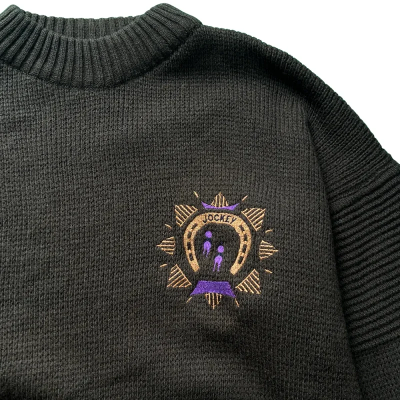 Jersey bordado vintage 90s marrón S - Imagen 3 - Lacaie Vintage