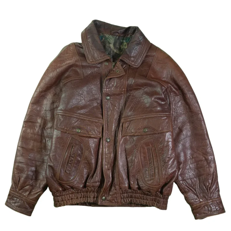 Chaqueta de piel vintage 90s marrón M - Lacaie Vintage