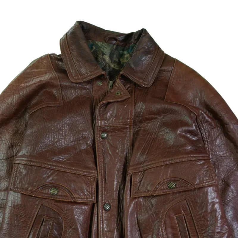 Chaqueta de piel vintage 90s marrón M - Imagen 2 - Lacaie Vintage