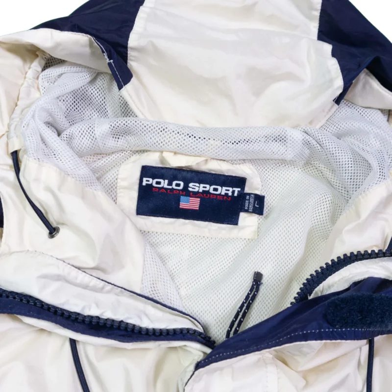 Cortavientos Polo Sport Ralph Lauren vintage 90s beige/azul marino XXL - Imagen 5 - Lacaie Vintage