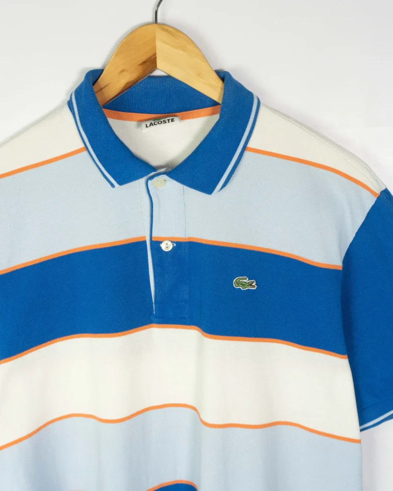 Polo de rayas Lacoste vintage 00s azul/blanco M - Imagen 2 - Lacaie Vintage