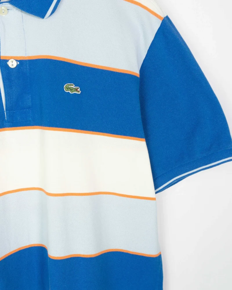 Polo de rayas Lacoste vintage 00s azul/blanco M - Imagen 3 - Lacaie Vintage