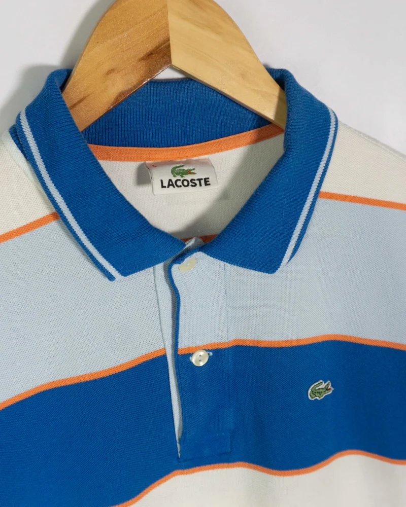 Polo de rayas Lacoste vintage 00s azul/blanco M - Imagen 4 - Lacaie Vintage
