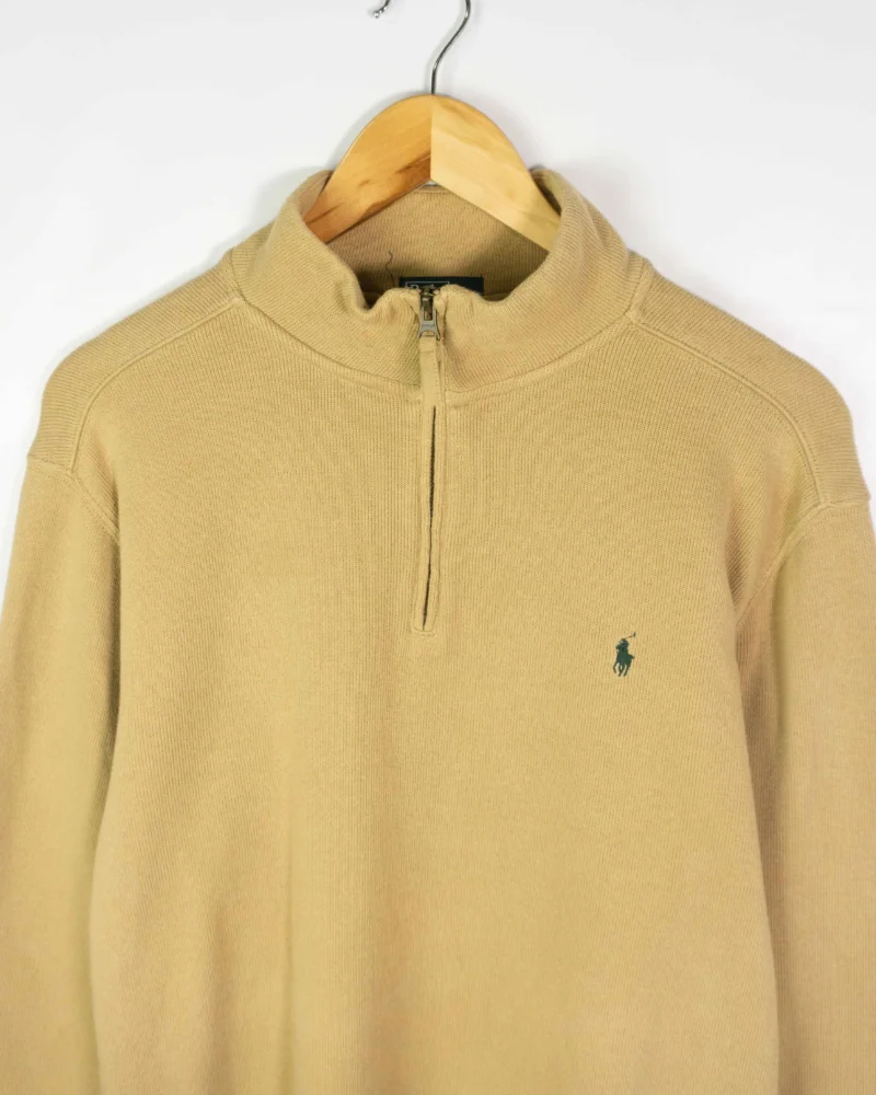 Jersey Ralph Lauren 1/4 zip beige M - Imagen 2 - Lacaie Vintage