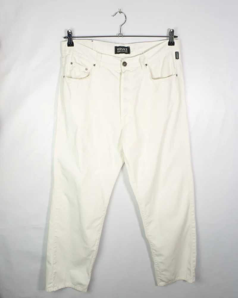 Pantalón Versace vintage 90s blanco 38 - Imagen 2 - Lacaie Vintage