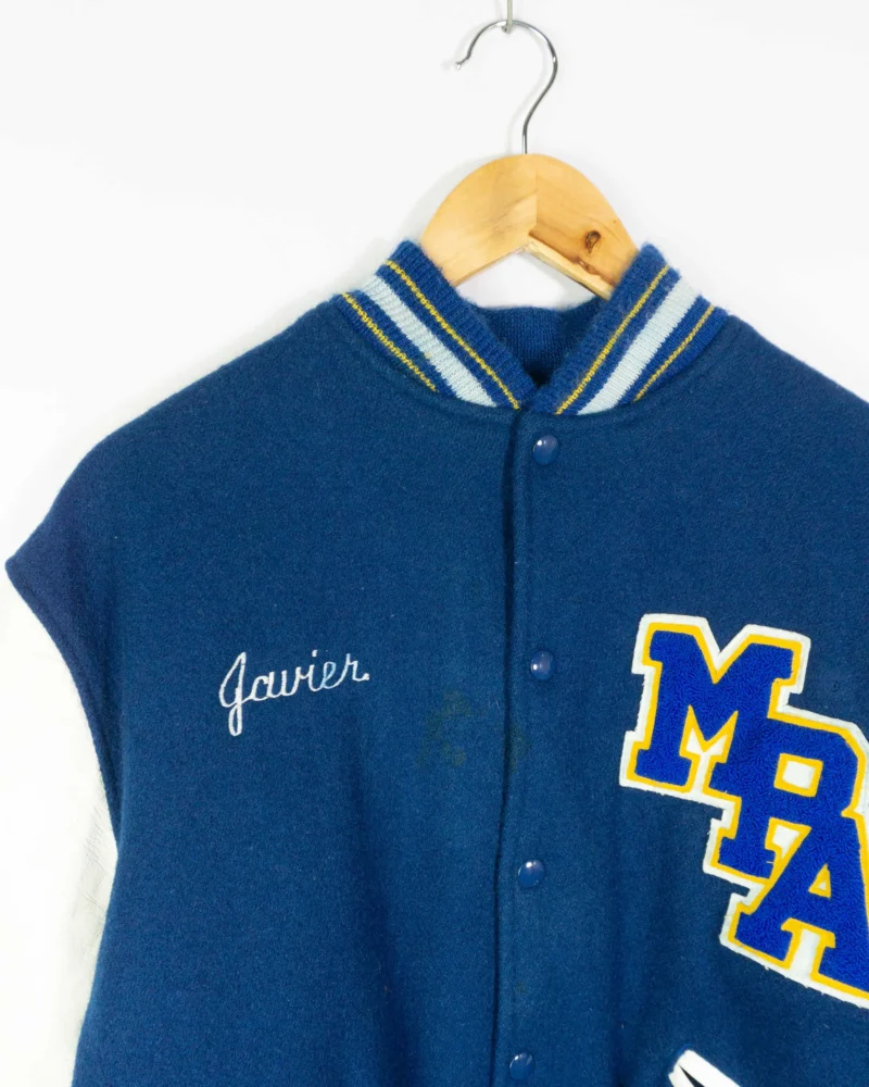 Chaqueta bomber vintage 90s azul/blanco M - Imagen 2 - Lacaie Vintage