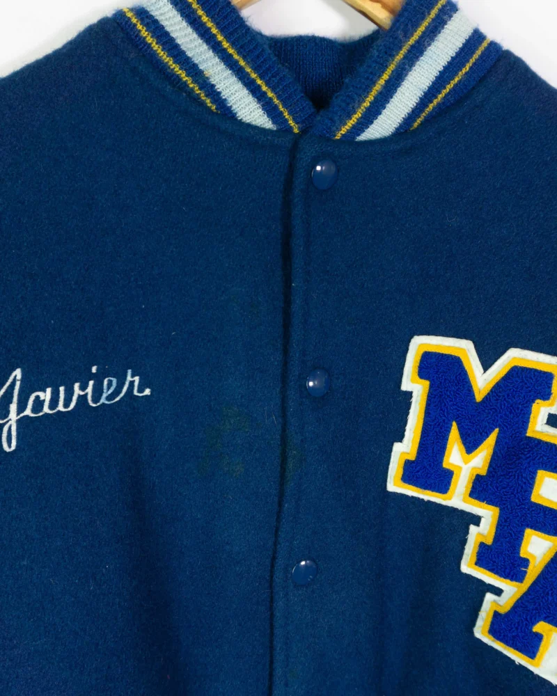 Chaqueta bomber vintage 90s azul/blanco M - Imagen 5 - Lacaie Vintage