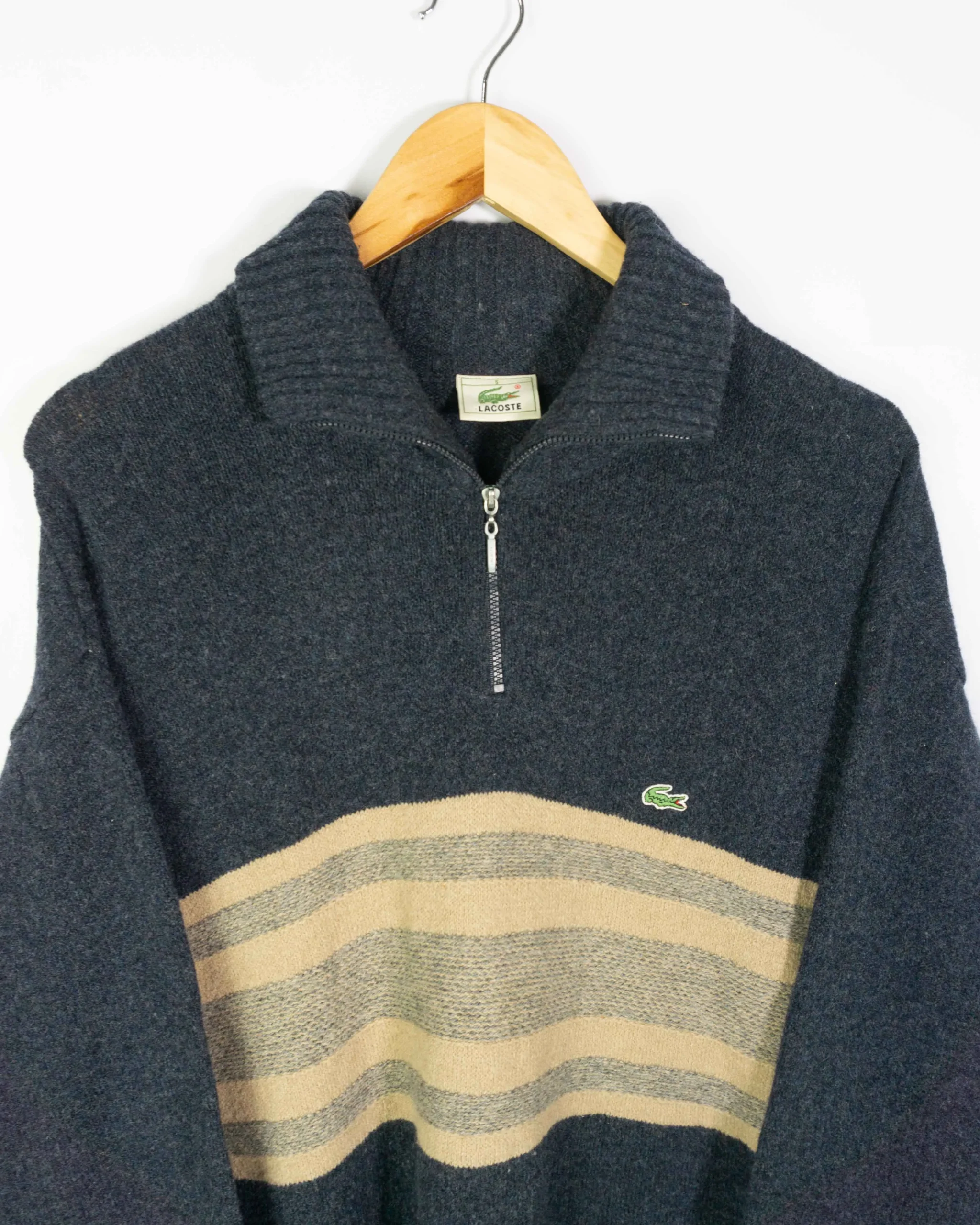 Jersey 1/4 zip Lacoste vintage 00s gris/marrón XL - Lacaie Vintage Jersey 1/4 zip Lacoste vintage 00s gris/marrón XL - Imagen 2