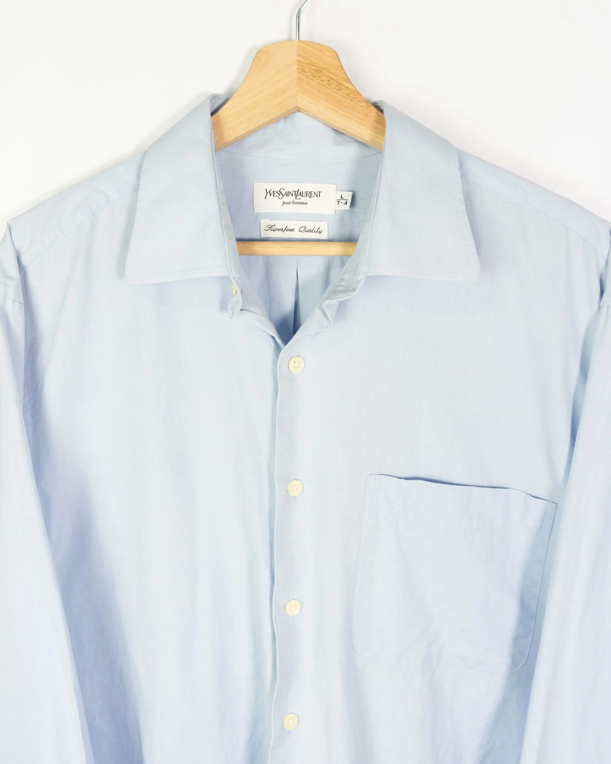 Camisa Yves Saint Laurent vintage 90s azul claro L - Lacaie Vintage Camisa Yves Saint Laurent vintage 90s azul claro L - Imagen 2 - Lacaie Vintage