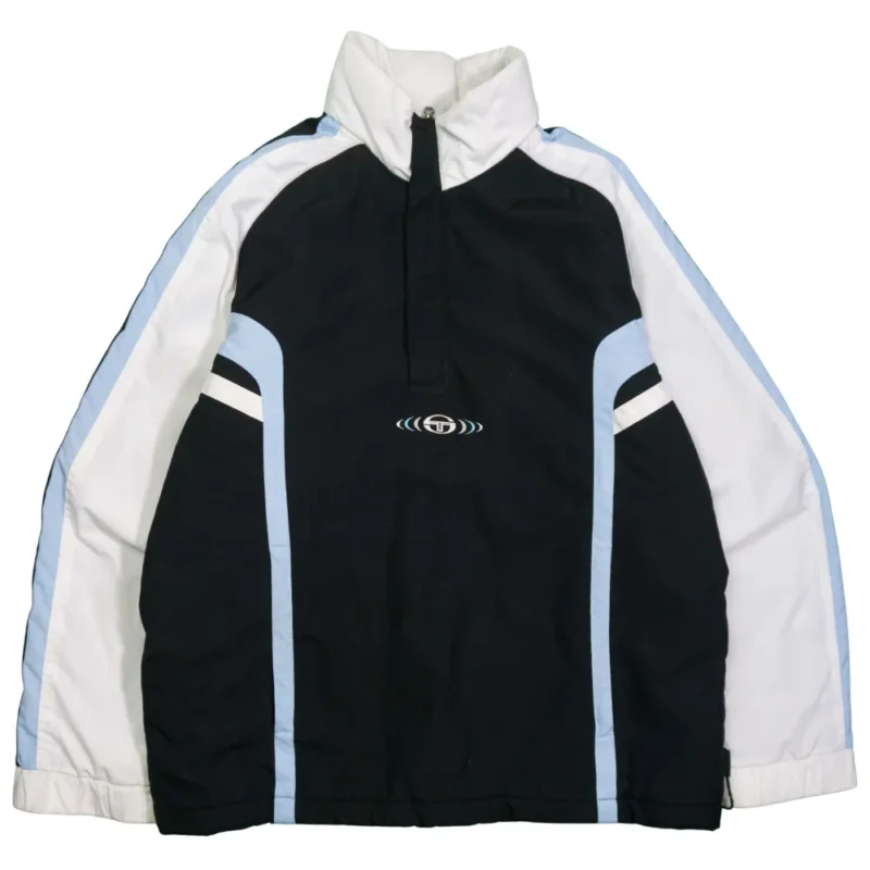 Abrigo 1/4 zip Sergio Tacchini vintage 00s negro/turquesa/blanco M - Lacaie Vintage