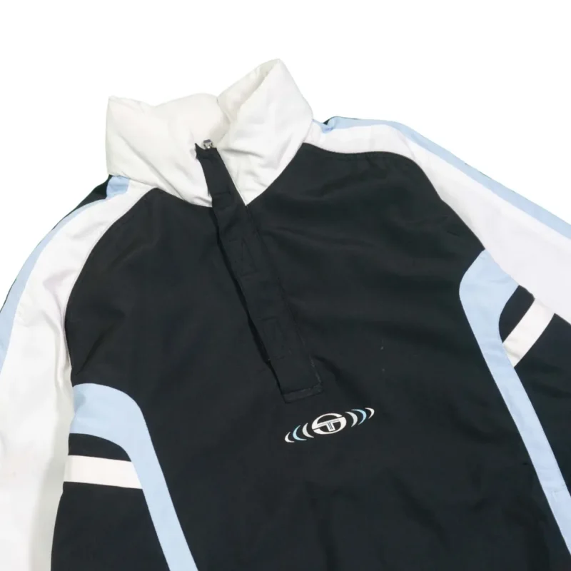 Abrigo 1/4 zip Sergio Tacchini vintage 00s negro/turquesa/blanco M - Imagen 3 - Lacaie Vintage