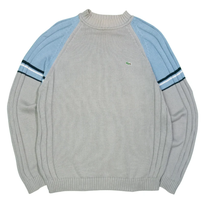 Jersey Lacoste vintage 00s gris/turquesa M