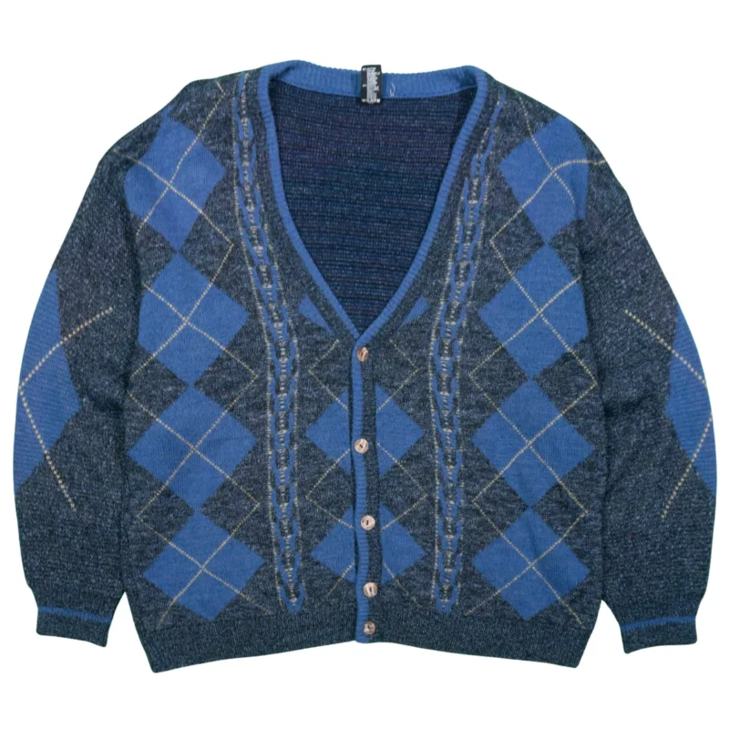 Cárdigan vintage 90s azul/gris XL - Lacaie Vintage