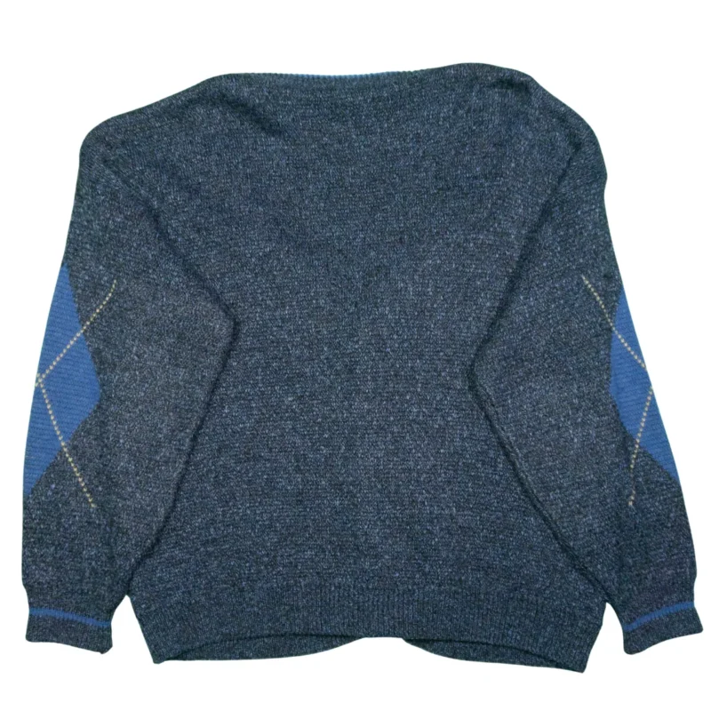 Cárdigan vintage 90s azul/gris XL - Imagen 4 - Lacaie Vintage